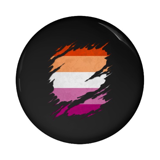Lesbian Pride Flag Ripped Reveal Pin Buttons