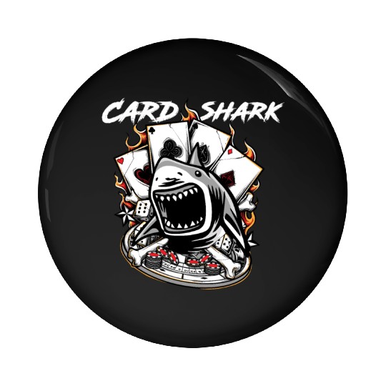 Vintage Card Shark Poker Player - Awesome Gift Pin Buttons