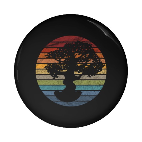 Bonsai Tree Retro Pin Buttons