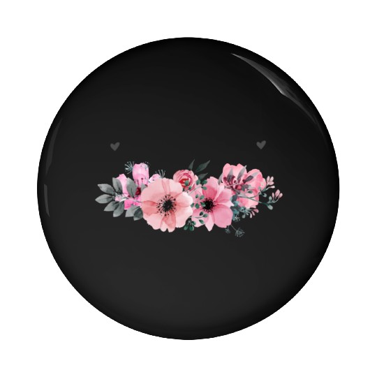 Crown of pink flowers Pin Buttons
