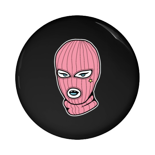 Pink ski mask balaclava Rosa Girlie woman Pin Buttons
