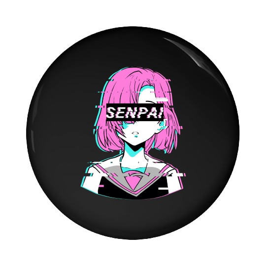 Aesthetic Vaporwave Anime Girl - Notice Me Senpai Pin Buttons