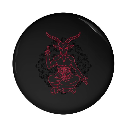 Horned Devil Black Goat Baphomet Tarot Card Satan Pin Buttons