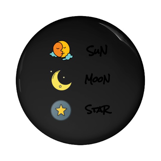 sun moon and star Pin Buttons