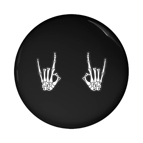 Skeleton Hands Rock N Roll Sign of the Horns Corna Pin Buttons