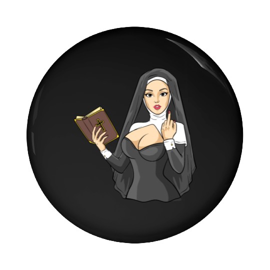 Sexy nun techno middle finger stinky finger sin Pin Buttons