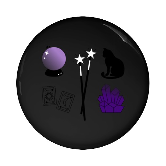 witch magic wand crystal ball tarot crystal cat Pin Buttons