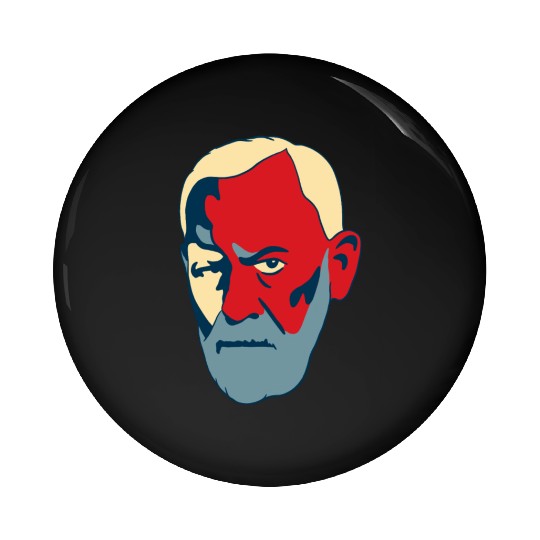 Sigmund Freud Portrait - Red and Blue Pin Buttons