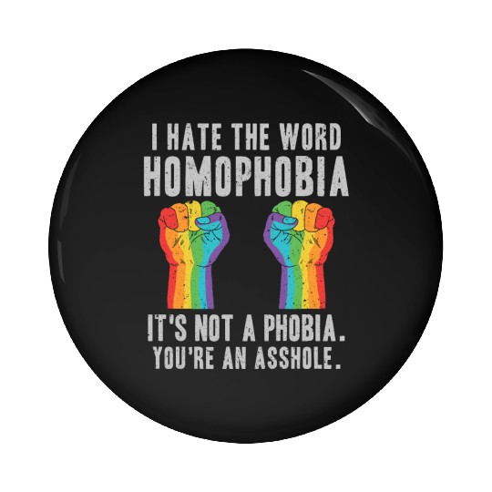 LGBT Homophobia Is Not A Phobia Youre an Asshole Pin Buttons