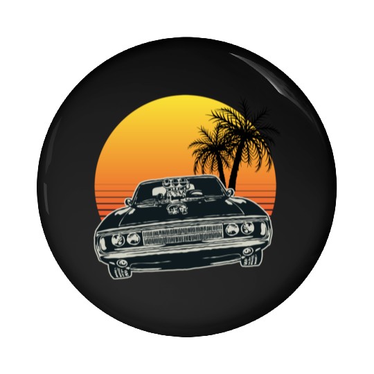 Muscle Car Sunset Pin Buttons