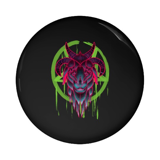 Neon Baphomet Pin Buttons