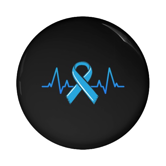 Prostate Cancer Fighter Heartbeat Pin Buttons Blue Ribbon