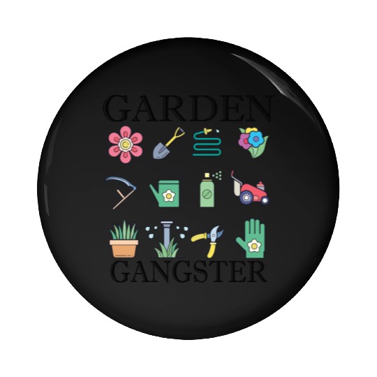 Funny Garden Gangster Colorfulgraphic Garden Tools Pin Buttons