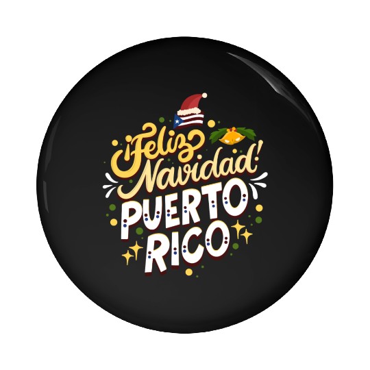 Feliz Navidad Puerto Rico - Merry Christmas Pin Buttons