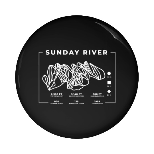 Sunday River Ski Trail Snowboard Skiing Maine Skie Pin Buttons