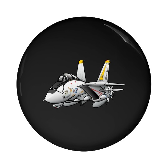 F-14 Tomcat Military Fighter Jet Aircraft Cartoon Pin Buttons
