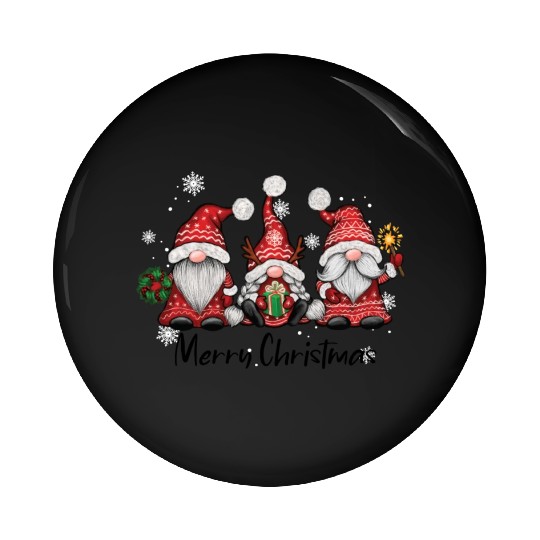 Three Christmas Gnomes Pin Buttons