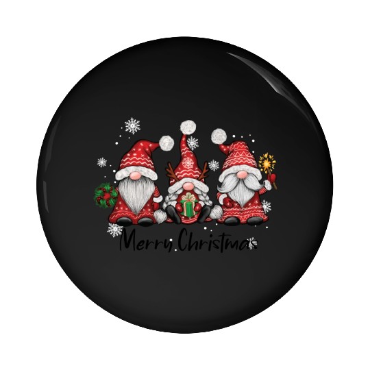 Three Christmas Gnomes Pin Buttons