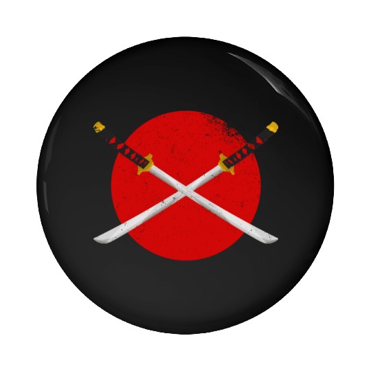 X Katana Samurai Sword Kitsune Mask Japan Gift Pin Buttons