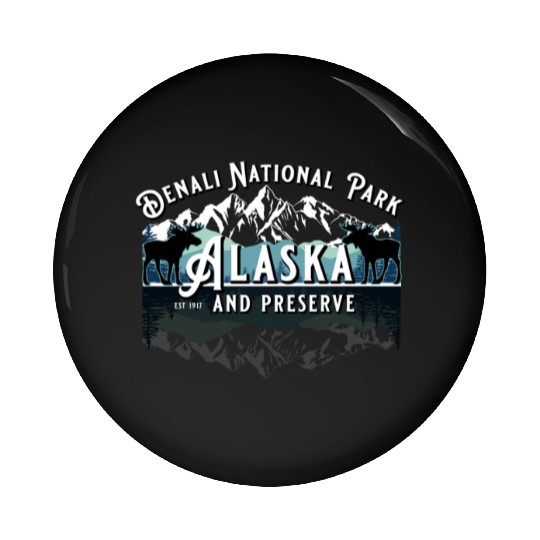Denali National Park Alaska Ak Usa Moose Souvenir Pin Buttons