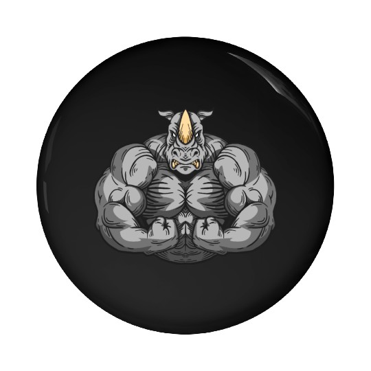 Bodybuilder Rhino Toning Rhinoceros Fitness Pin Buttons