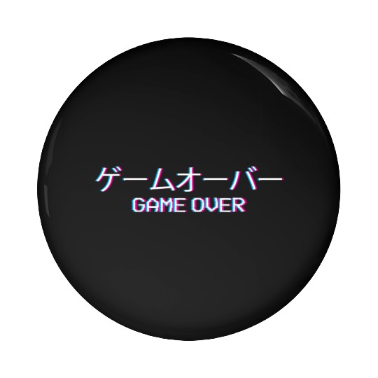 Vaporwave Game Over Japanese Text Gift Pin Buttons