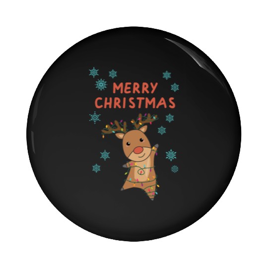 Merry Christmas Rudolph Red Nose Reindeer Snow Pin Buttons