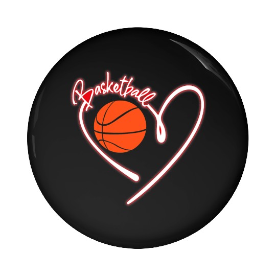 I Love Basketball Girl Basketball Player Heart Pin Buttons