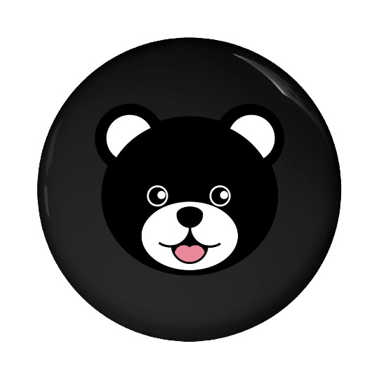 Cute Black Teddy Bear Face Pin Buttons