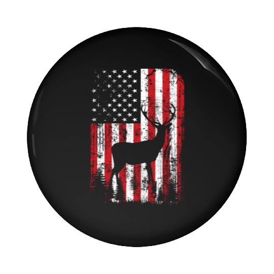 Deer Hunting Camouflage Flag Pin Buttons