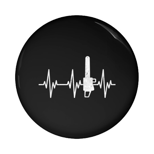 Chainsaw Heartbeat Lumberjack EKG Tree Work Pin Buttons