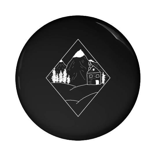 landscape: mountains, cabin and trees, lifestyle Pin Buttons