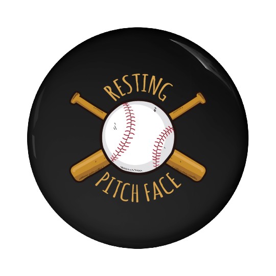 Game Day Baseball Resting Pitch Face Pin Buttons