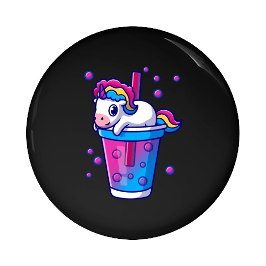 Boba Tea Bubble Tea Cute Kawaii Unicorn Bisexual Pin Buttons