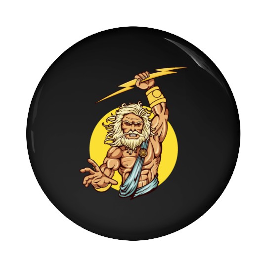 Comic - God Zeus Lightning - bright Pin Buttons