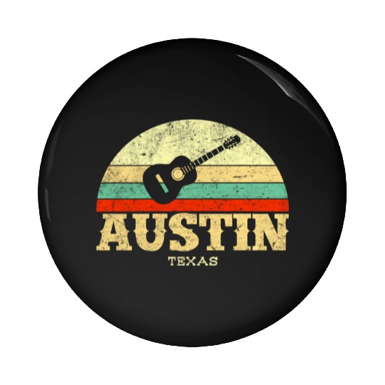Retro Austin Texas Guitar Vintage Lone Star State Pin Buttons