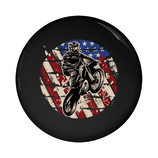Dirt Bike American Flag Pin Buttons