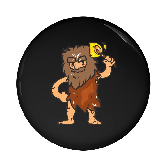Caveman with Torch Pin Buttons