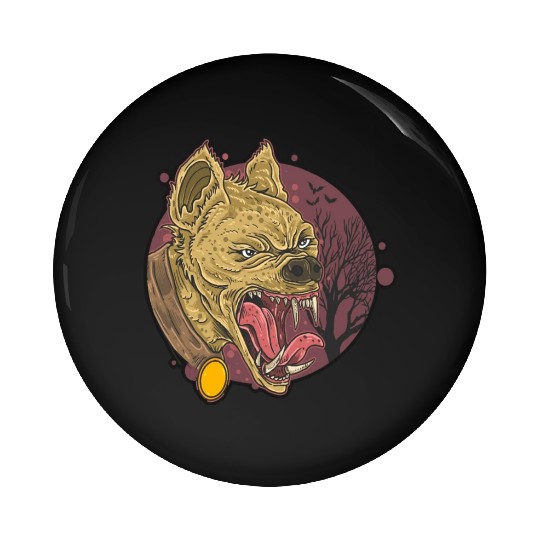 wild hyena angry face head Pin Buttons