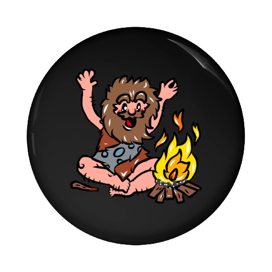 Caveman with Fire Pin Buttons