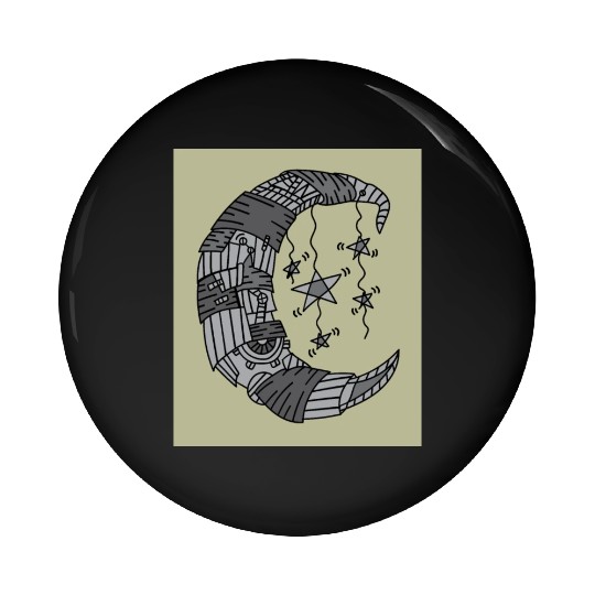 Moon Stars In The Dark Night Pin Buttons
