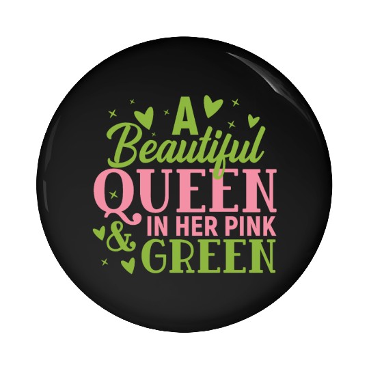 A Beautiful Queen in her Pink and Green | HBCU AKA Pin Buttons