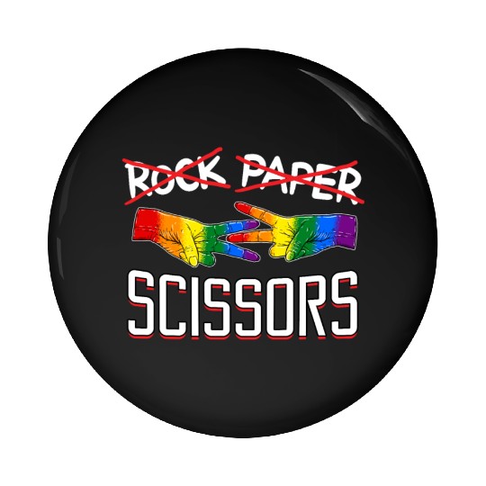 Rock Paper Scissors Lesbian LGBTQ Pride Pin Buttons