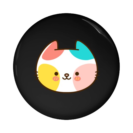 Kawaii Cat Head Multicolored Pin Buttons