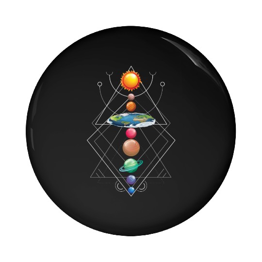 Solar System Flat Earth I Love My Planet Space Pin Buttons