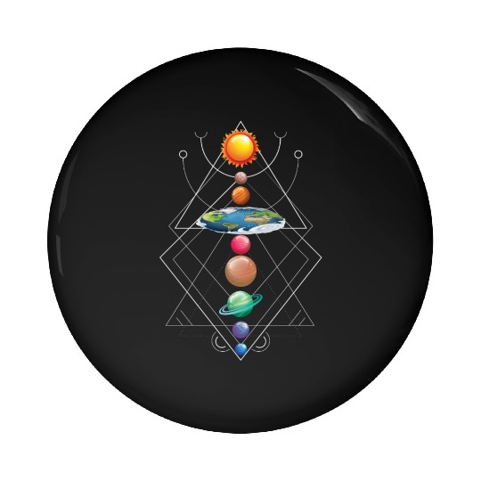 Solar System Flat Earth I Love My Planet Space Pin Buttons