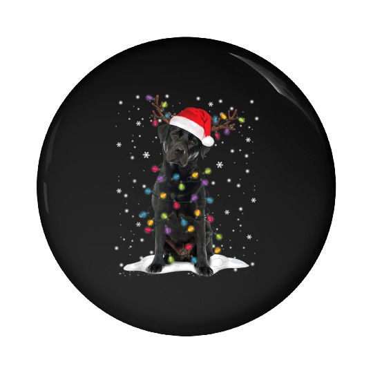 Black Lab Labrador Christmas Tree Light Pajama Dog Pin Buttons