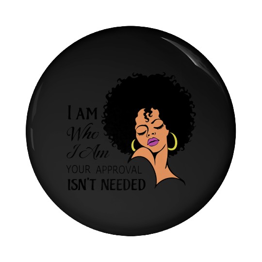 Black Queen Lady Curly Natural African American Pin Buttons