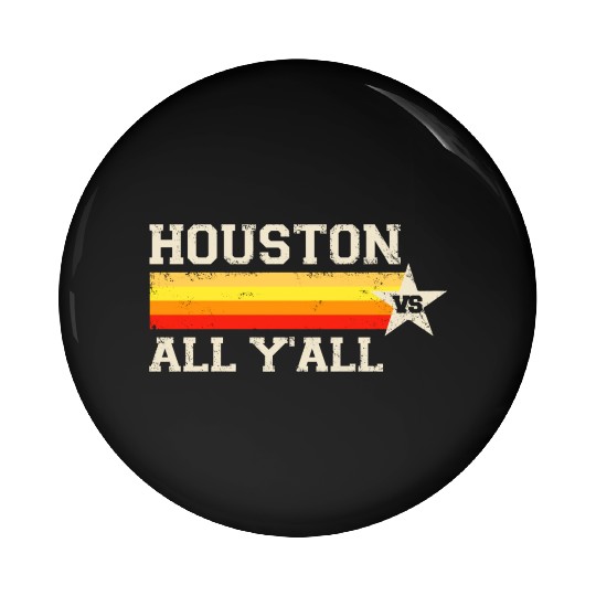 Houston vs All Y'all Vintage Stripe Texas Baseball Pin Buttons