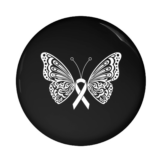 Lung Cancer Awareness White Ribbon Butterfly Pin Buttons